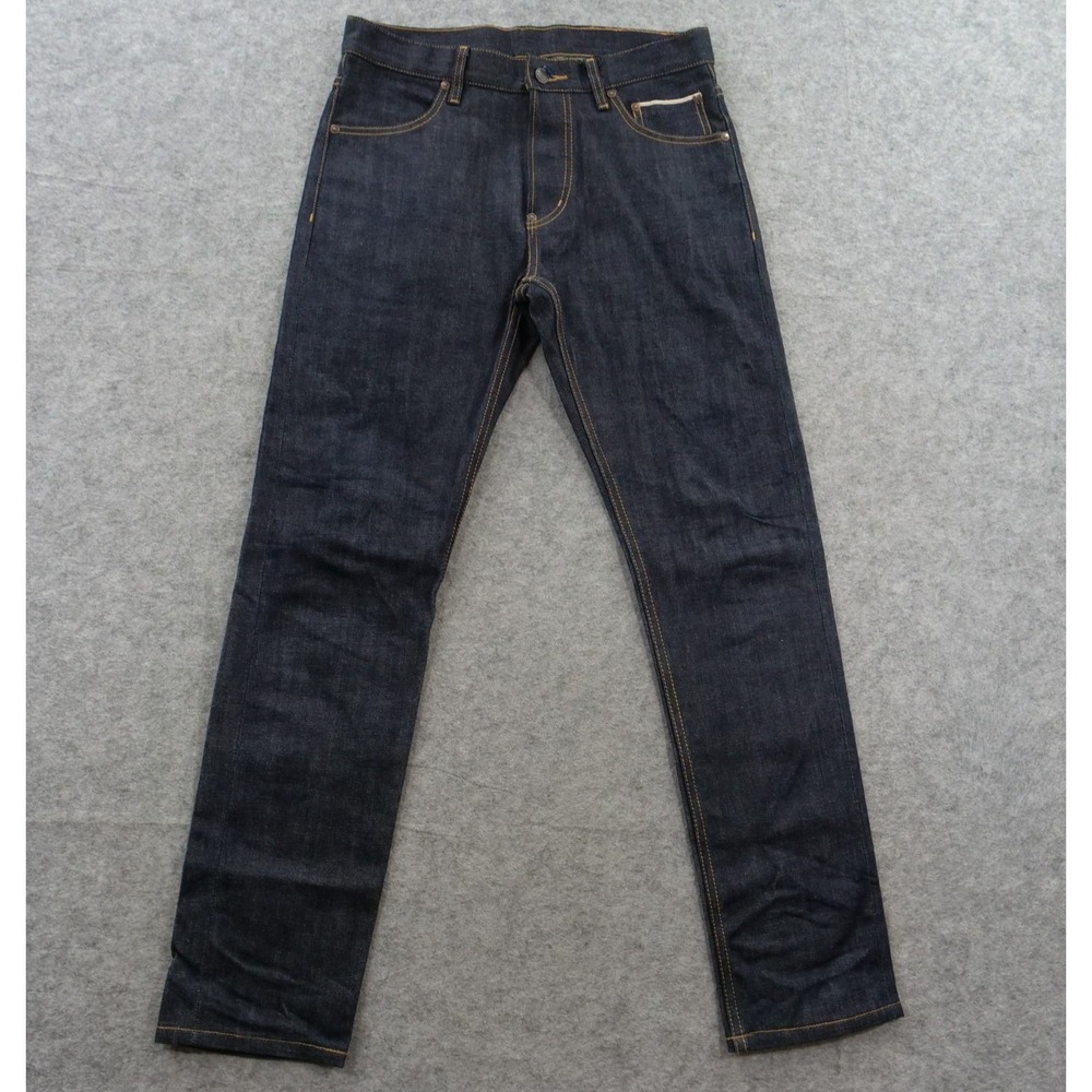 The Hundreds Jeans Mens 32 Blue Selvedge Slim Straight Mid Rise Dark Wash New